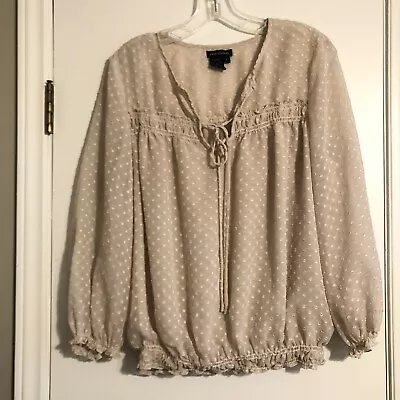 MAX EDITION Large Beige Baby Doll Blouse Very Pretty Top Modest Elegant Career • $10