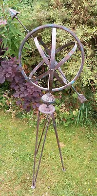 Armillary Garden Ornament Sphere Globe Verdigris Metal - 105cm Tall Freestanding • £49.99