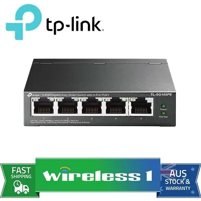 $89 • Buy TP-Link TL-SG105PE 5-Port Gigabit Easy Smart Switch With 4-Port PoE+