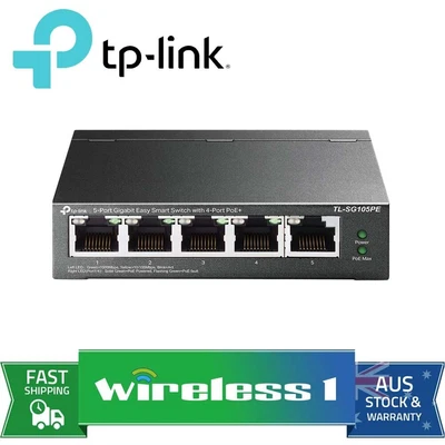 $89 • Buy TP-Link TL-SG105PE 5-Port Gigabit Easy Smart Switch With 4-Port PoE+