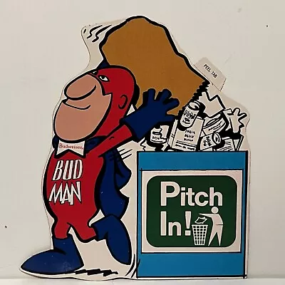 Bud Man Pitch In! Sticker 1970’s Vintage Budweiser • $8.99