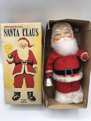 Vintage ALPS Mechanical SANTA CLAUS Wind Up Toy Bell Ringer In Box • $11.50