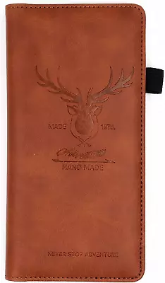 Checkbook Cover For Men & Women RFID Leather Check Book Holder Wallet(Brown Deer • $13.77