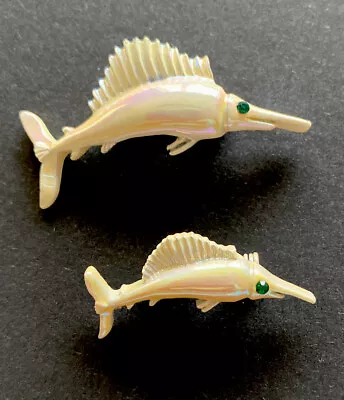 Vintage Enamel Swordfish Brooches Pins Ocean Beach Mermaid Fish • $28