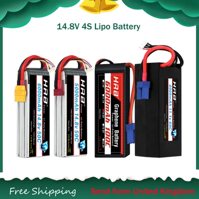 £86.99 • Buy HRB 14.8V 4S Lipo Battery 1300-6000mAh 50C 100C For RC Racing Truck Helicopter