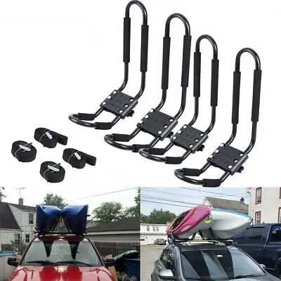 2/4Pcs Adjustable Universal Hard Kayak Canoe Carrier Car Roof Rack J Bars • £18.39