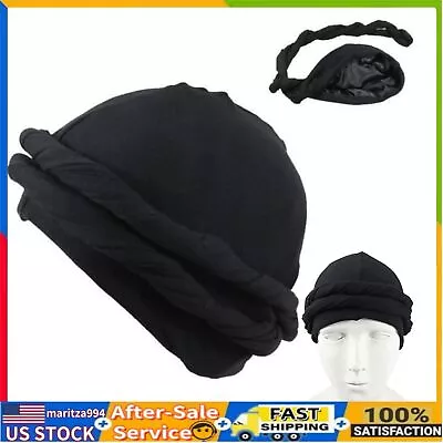 Black Halo Turban Durag Satin Silk Lined Elastic Turban Head Wrap Head Scarf • $5.99