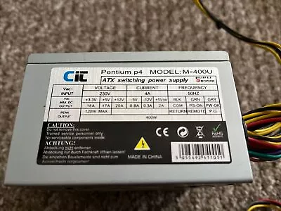 CIT 400W Micro ATX PSU Slim Power Supply Quiet Fan M-400U • £0.99