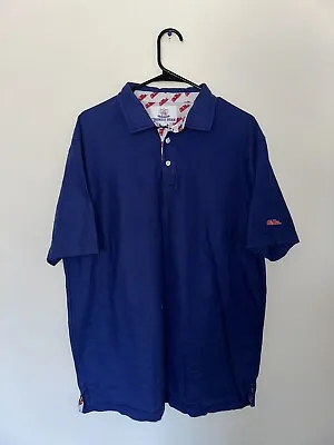 Ole Miss Rebels University Of Mississippi Navy Blue Polo Shirt Size: XL • $10