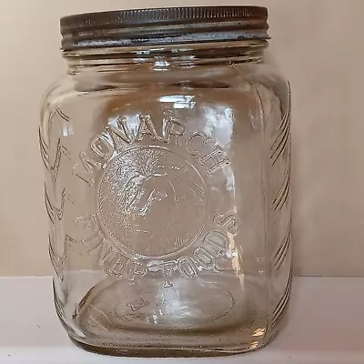 VTG 1940s MONARCH FINER FOODS Owens-Illinois 1 Gal Glass Jar-Lions Head Graphic • $48