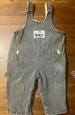 Baby VTG Health-Tex Overalls Size 24 Months Gray Black Vintage USA Baby Gifts • $20