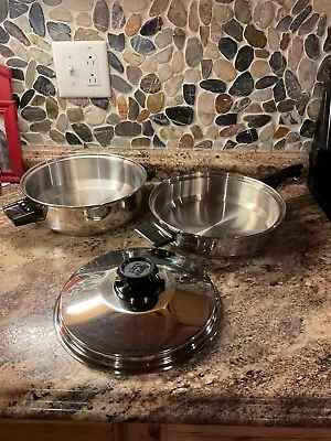 Vintage Lustre Craft 5 PLY Stainless Steel 10.5  Skillet W/ Dome& Vape Lid USA • $19