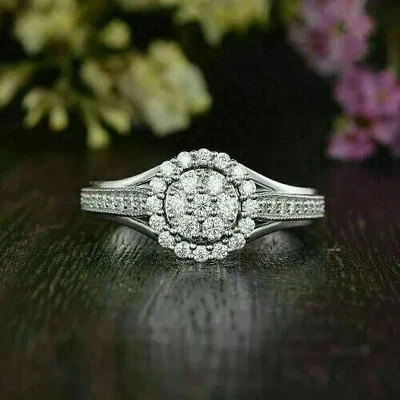 $202.54 • Buy Lab-Created Round Cut Diamond Engagement Wedding Ring 14K White Gold Plated