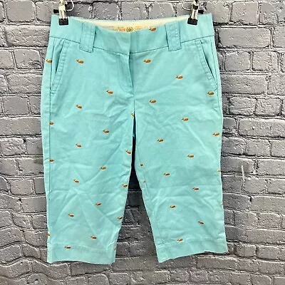 J Crew Critter Broken In Chino Pants Crop Length Whales Blue Size 2 • $49.99