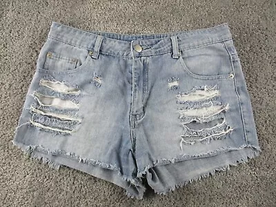 Supre Bleached Blue Denim Shorts Medium W30 Cut Off Frayed Hotpants • $3.21