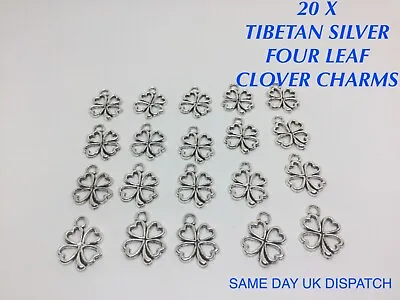 £2.99 • Buy 20 X Tibetan Metal Four Leaf Clover  Charms Bracelet Jewellery Making  Pendant