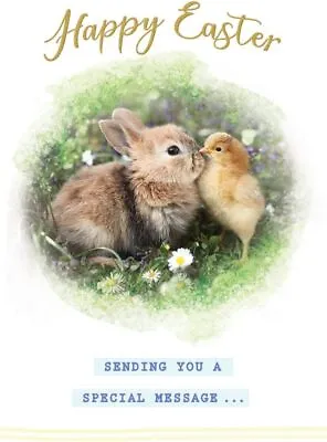 Happy Easter Chick And Bunny Card. 7x5 Inches • £2.09