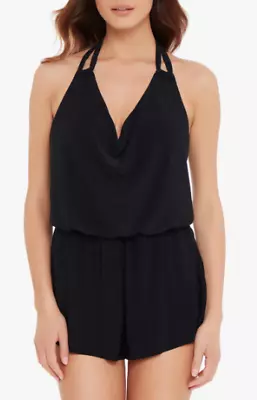 Magicsuit BLACK Marisa Halter One-Piece Romper Swimsuit US 12 • $59.55