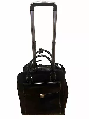 GORGEOUS McKlein UPTOWN L Series Laptop Rolling Briefcase Black Genuine Leather • $125