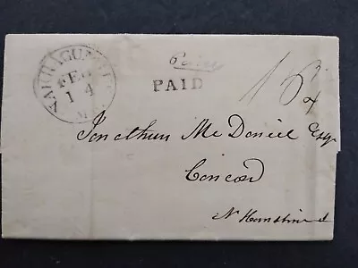 Maine: Narragaugus 1830s Stampless Cover Black CDS & PAID DPO Washington Co • $20