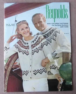 Vintage Reynolds Icelandic Sweater Lopi Men & Women Knitting Pattern Book 72 • $14