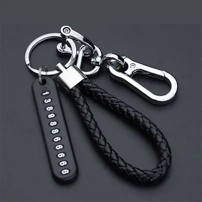 1x Black Anti-lost Phone Number Plate Pendant Car Keychain Key Ring Keyring Gift • $5.49