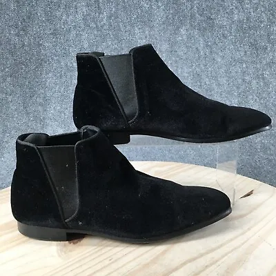 ZARA MAN Boots Mens 45 Casual Chelsea Ankle Bootie Black Fabric Low Heels PullOn • $22.94