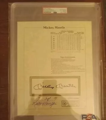 Mickey Mantle Stat Sheet PSA/DNA CERTIFIED • $1800