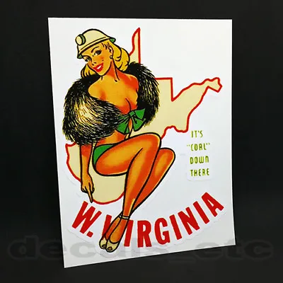 West Virginia Pinup Vintage Style Travel Decal / Pin Up Vinyl Sticker • $4.69