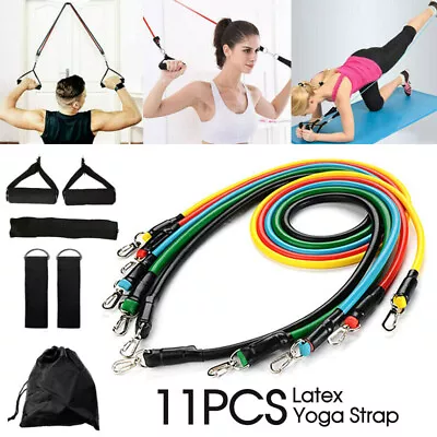 11PCS Yoga Strap Latex Resistance Bands Exercise Home Gym Tube Fitness Elastic • $13.49