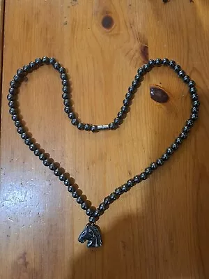 Nice 630CT Hematite Necklace With Horse Charm  • £5.50