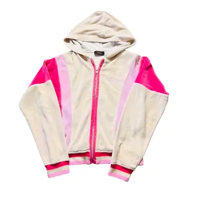 Pink Velour Von Dutch Zip Up 2000's Y2k Hoodie Sweatshirt YL • $40