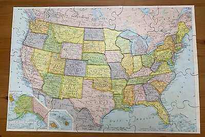 Vintage United States Map Puzzle Selchow & Righter Co. Rand McNally (21” X 14”) • $11