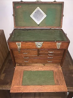 Vintage Union 7-Drawer Oak Wood Machinist Tool Box Chest • $250