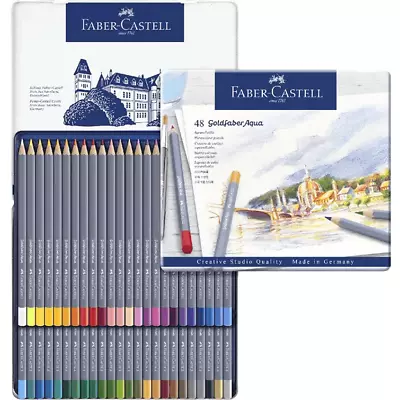 NEW Faber-Castell 48x GoldFaber Aqua Watercolour Colour Coloured Pencils Tin • $52.16