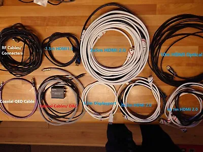 5 2 1m HDMI 2.0 Displayport Optical Coaxial Aerial Cable RF Digital QED Job Lot • £75