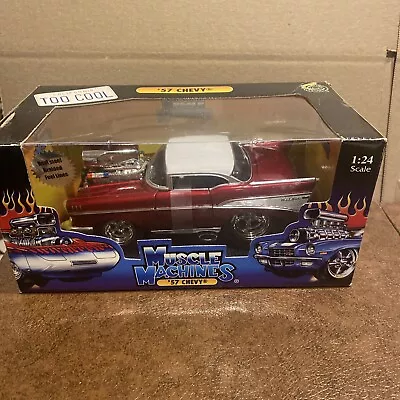 Muscle Machines 1:24 Too Cool '57 Chevy Candy Apple Red Diecast Car • $39.99