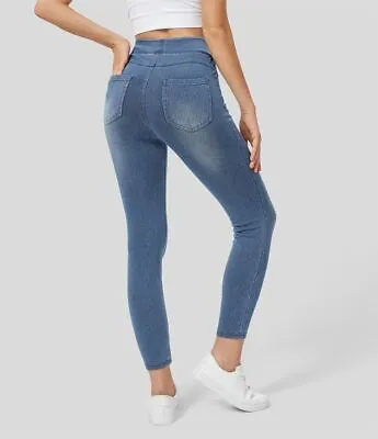 Halara High Waisted Back Pocket Stretchy Knit Denim Casual Leggings • £18.99