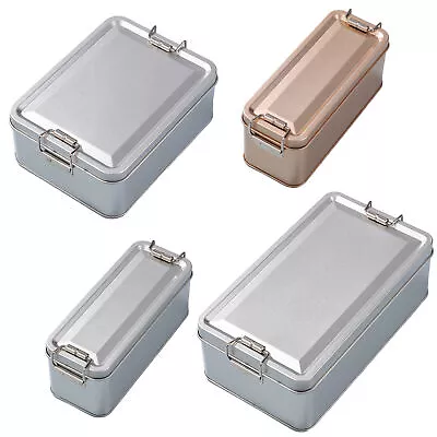 Tinplate Box Metal Storage Tins Tea Container Rectangular W/ Lids Cookie Contain • $12.86
