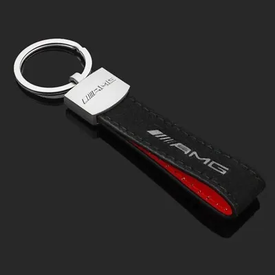 Black Suede Leather+Metal Car Logo Keychain Key Chain Key Ring For Mercedes AMG • $9.66