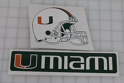 Set Of 2 Miami Hurricanes NCAA Vinyl Bumper Sticker Decal Cornhole Wall Car • $5.40