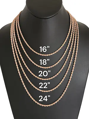 Stainless Steel Rose Gold Plated Rope Chain 3mm Hip Hop Jewelry Unisex Women • $4.99