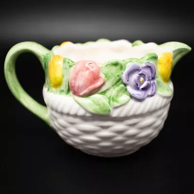 Vintage MARY ANN BAKER Floral Basketweave Creamer Otagiri • $7.96