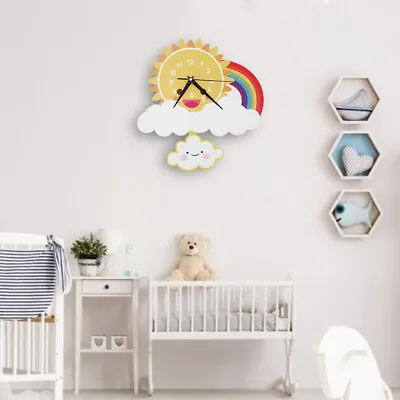 £18.38 • Buy Modern Cute Cartoon Sun Shape Pendulum Wall Clock DIY Decor For Kids Room AC