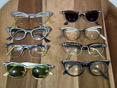 Lot 8 VINTAGE CAT EYE EYEGLASSES FRAMES Eyewear Glasses • $79.95