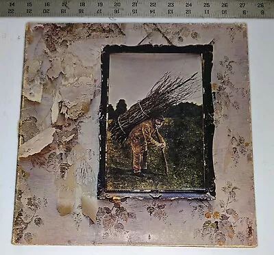 Led Zeppelin IV 1971 Vintage Vinyl LP Untitled / Zoso W/ Lyrics Atlantic SD-7208 • $20