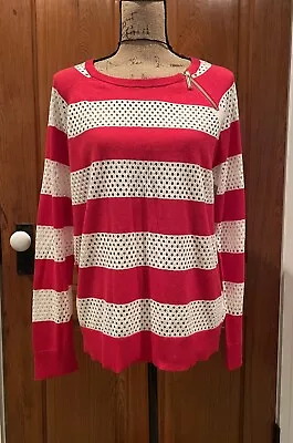 NWT Womens Sweater MICHAEL KORS Shirt Top BLOUSE Lightweight Sexy Party Red Sz L • $16.99