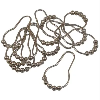 12 Pcs Set Stainless Steel Bathroom Shower Curtain Rings Hooks With Roller Ball • $4.50