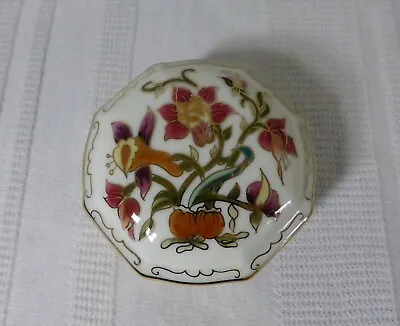 ZSOLNAY HUNGARY Vintage 3.4  Porcelain Gold Floral LIDDED TRINKET BOX Ornament • $30