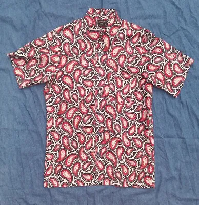 $38 • Buy Penny Mens L Vintage Hawaiian Aloha Red Paisley Shirt, 100% Cotton, Early 70s